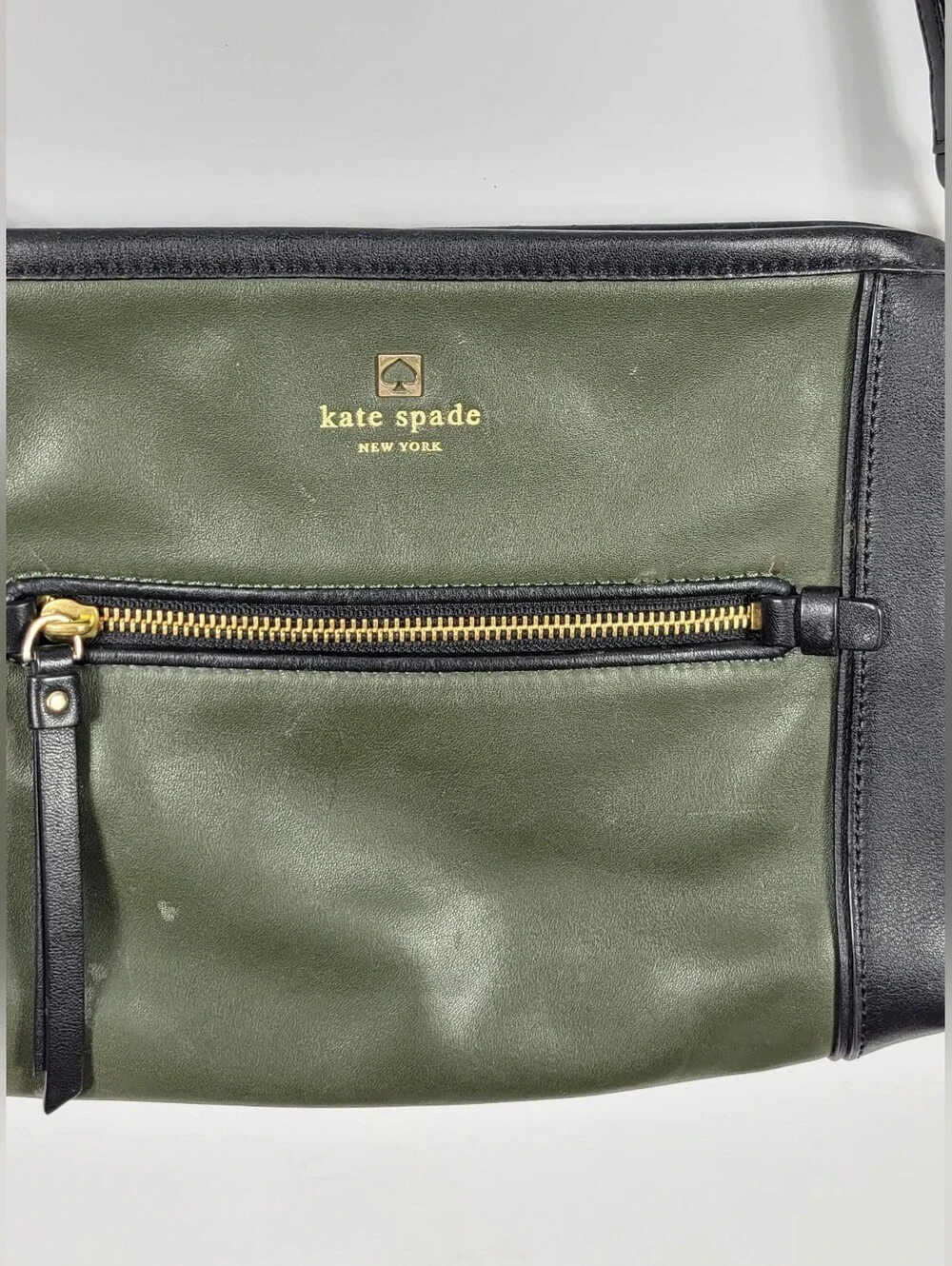 kate spade Olive Green and Black Leather Crossbody Bag #845